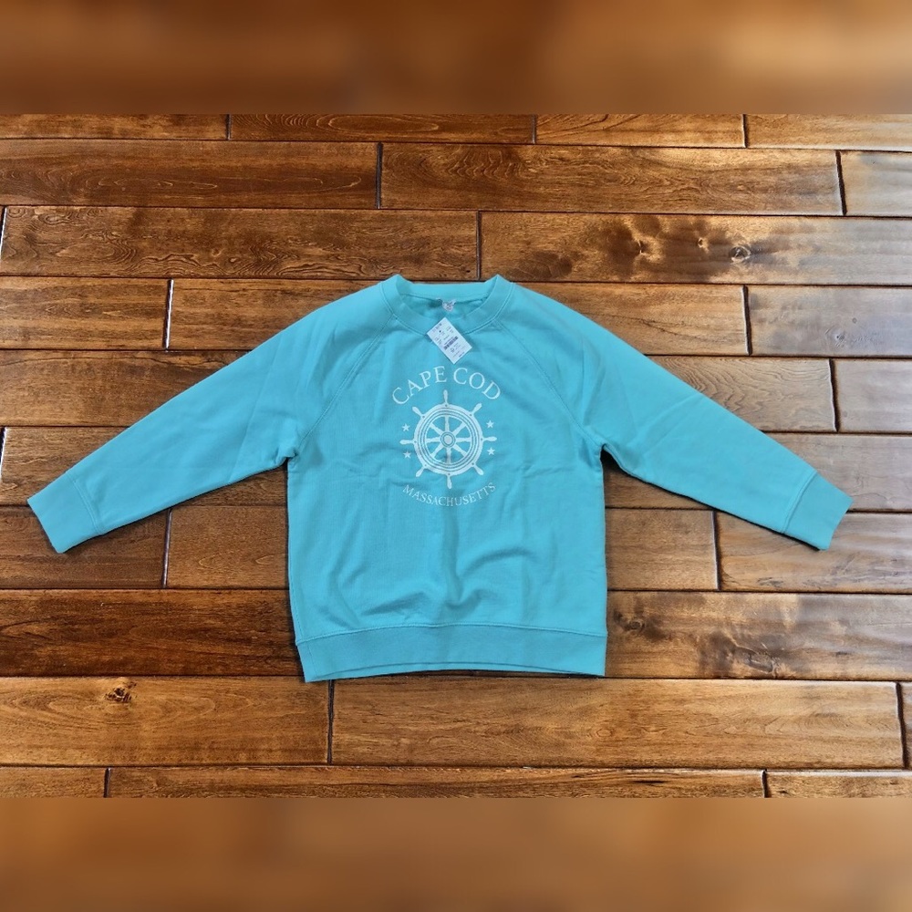 NWT J. Crew “Cape Cod” Turquoise Blue Sweatshirt Top